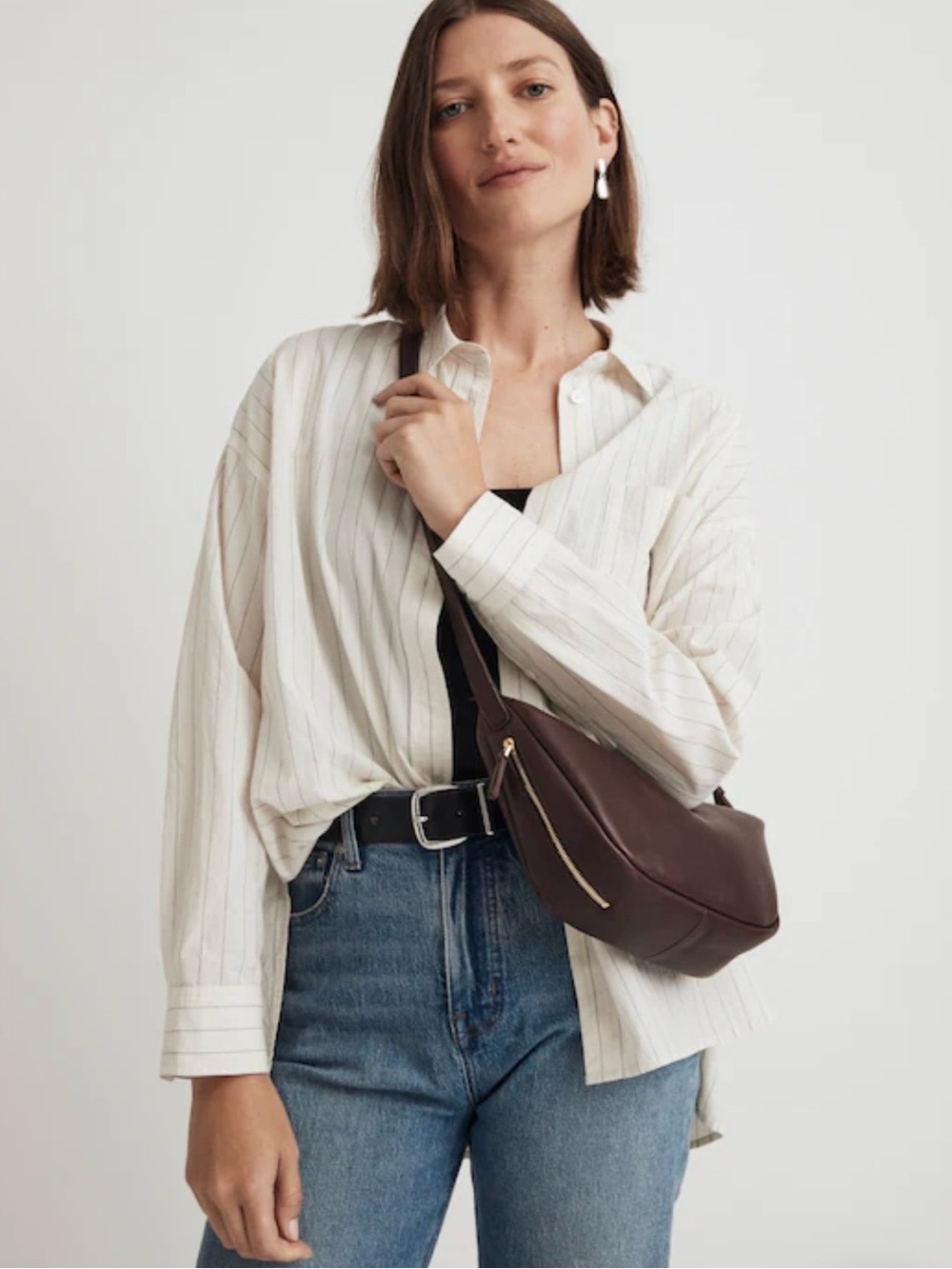 Madewell Sling Crossbody Bag Chocolate Raisin Brown Excellent Condition Leather